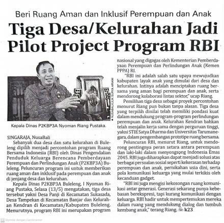 Tiga Desa/Kelurahan Jadi Pilot Project Program RBI